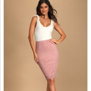 Lulus superpower blush suede pencil skirt